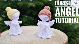 Part 1 How To Crochet Christmas Angel Engel Häkeln Anleitung [upl. by Atinaujnas]