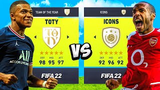 TEAM OF THE YEAR vs ICONS in FIFA 22 ⭐ [upl. by Wesla447]