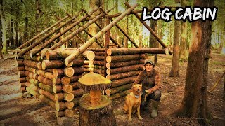 Building an Off Grid Log Cabin in a Woodland  Bushcraft Survival Project Wilderness Shelter ep2 [upl. by Aleacem]