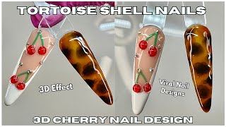 VIRAL TORTOISE SHELL  CHERRY NAIL DESIGNS  Nail Tutorial Feat Beetles Gel Polish [upl. by Atinniuq196]