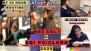 SSC amp SBI POClerk Study Vlog 2025  My Realistic 24 Hour Routine  Aspirant Life ssc banking sbi [upl. by Nnov]