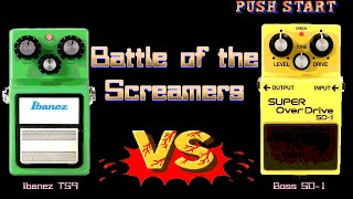 Ibanez TS9 Tube Screamer vs Boss SD1 Super Overdrive  Battle of the Screamers [upl. by Tomkiel]