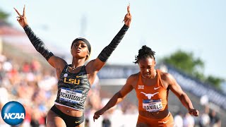 LSU freshman ShaCarri Richardson sets 100m collegiate record  2019 NCAA championships [upl. by Nemraciram]