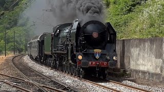 Locomotive à vapeur 241P17  FrancheComté Express 2015 [upl. by Wylen]