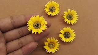 How to Make Mini Paper Sunflower Easy 🌻 Mini Sunflower DIY Paper Flower Craft [upl. by Ademordna]