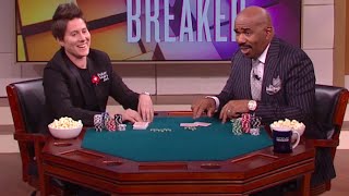 Steve Harvey takes on poker champ Vanessa Selbst  STEVE HARVEY [upl. by Cohbert642]