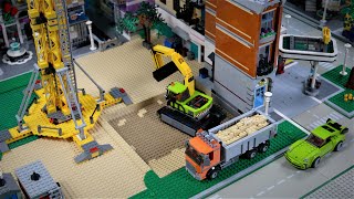 Lego City Construction Crew Construction site  tower crane 7905 excavator concrete mixer truck [upl. by Mattson]