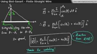 Using BiotSavart to Find the Magnetic Field from a Finite Wire [upl. by Ayk]