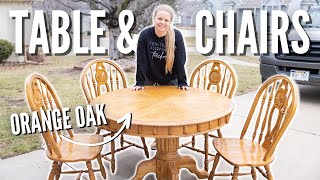 Outdated Orange Oak Table amp Chairs Makeover  DIY Furniture Flip [upl. by Basset]