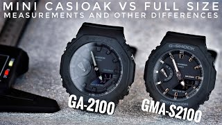 Mini Casioak GMAS2100 vs Full Size GA2100  Measurements and Other Differences [upl. by Brynna]