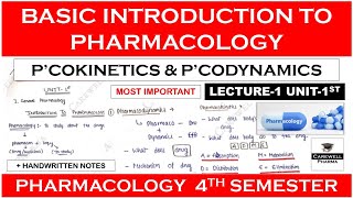 Basic Introduction to Pharmacology  Pharmacodynamics  Pharmacokinetics  L1 U1  B Pharma 4 sem [upl. by Avat]