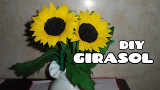 MANUALIDADES GIRASOL DE PAPEL CREPE  How to Make Paper Flower [upl. by Adnicul]