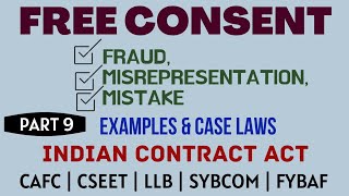 Fraud  Misrepresentation  Mistake  Free Consent  Indian Contract Act  Caselaws  Example [upl. by Aneri]