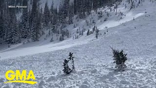 Massive avalanche caught on camera l GMA [upl. by Askwith201]