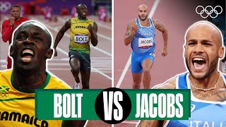 Usain Bolt 🆚 Marcell Jacobs  100m  Headtohead [upl. by Laddy324]