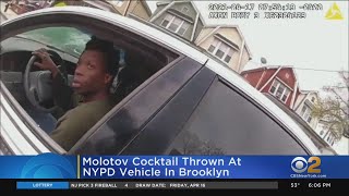 Chemical Flaming Molotov Cocktail Thrown At NYPD Officers During Traffic Stops In Brooklyn [upl. by Aram]