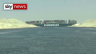 Stuck at sea Cargo ship wedged in Suez Canal causes traffic jam [upl. by Anela452]