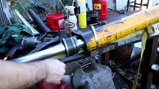 Hydraulic Cylinder Disassembly Repack Rebuild Install FAST [upl. by Adaline]