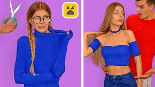 FASHION HACKS amp CLOTHES DIY Girls Clothes Transformation Ideas by Mr Degree [upl. by Terryl874]