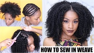 How To Natural Hair Sewin Weave Start to Finish [upl. by Goran169]