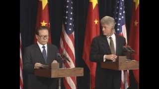 Pres Clinton amp Pres Jiang at Joint Press Conference 1997 [upl. by Efeek968]