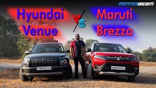 2022 Maruti Brezza vs Hyundai Venue Comparison  Tough Choice Made Easy  MotorBeam [upl. by Oleta]