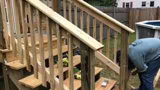 How To Add a Railing to a Stairway Easy DIY Project [upl. by Wilburn548]