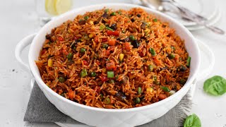 DELICIOUS VEGETABLE JOLLOF RICE NO MEAT STOCK [upl. by Arodoeht]