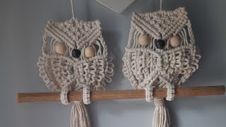 Makrama sowa  macrame owl  jak zrobić sowe ze sznurka 2mm [upl. by Enimrac]