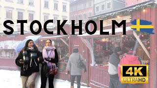 Stockholm Sweden Walking Tour December 2023  4K Gamla stan Old Town [upl. by Zoara]