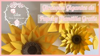 Girasoles Gigantes de Papel  Plantilla Gratis  Fáciles 🌻 [upl. by Limemann]