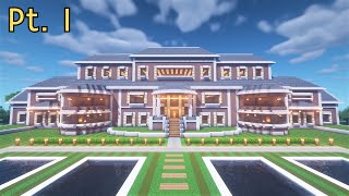 Minecraft Huge Suburban Realistic Mansion Tutorial  Part 1 [upl. by Auohp982]