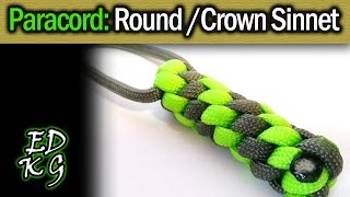 Simple Paracord Crown Sinnet Round Lanyard Fob [upl. by Raymond]