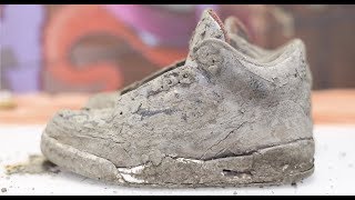 Cleaning The Dirtiest Jordans Ever 600 2001 Black Cement 3s Back To NEW [upl. by Enaej]