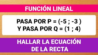 RECTA QUE PASA POR 2 PUNTOS  ECUACIÓN DE LA RECTA  FUNCIÓN LINEAL [upl. by Petrine]