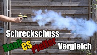 Experiment Schreckschuss 9mm PAK Vergleichstest inkl CS [upl. by Nnateragram]