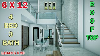 Split Level House 6X12 Meter 4 Kamar 3 Toilet Mushola Garden Pool Rooftop Lahan 6x20 Meter [upl. by Jamie]