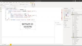 Show Growth Value and Percentage in one Power BI Card visual [upl. by Clardy]