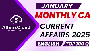 Monthly Current Affairs January 2025  English  AffairsCloud  Top 100  By Vikas [upl. by Stearn]