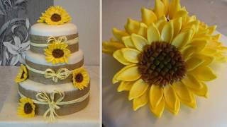 Sunflowers Cake and How to do fondant Sunflower  Flowers Cake [upl. by Alroy173]