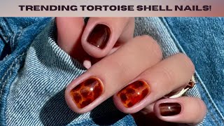 Trending Tortoise Shell Nail Design  Short Nails  EASY [upl. by Rumpf17]