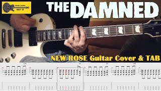 New Rose THE DAMNED Cover  Guitar TAB  Lesson  Tutorial  Punk Song  How To Play [upl. by Dorene294]