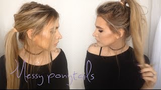 ♡ Messy ponytails  2 in 1 hair tutorial ♡ [upl. by Sinegold16]