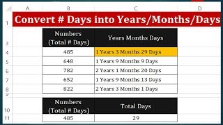 How to Convert Days into Years Months and Days in Excel 2013 [upl. by Zendah]