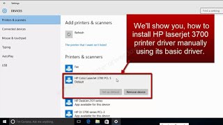 How to install hp laserjet 3700 printer manually using its basic driver [upl. by Peirce]