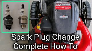 How To Change The Spark Plug In A Briggs And Stratton Motor Lawn Mower [upl. by Arymas954]