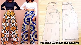 Palazzo Pant Pattern drafting Cutting and Stitching DETAILED  Wide Leg TrouserPattern drafting [upl. by Ocsecnarf]