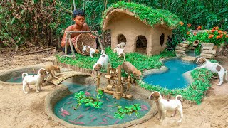 Rescue Abandoned Puppies Building Mud House Dog And Fish Pond For Red Fish [upl. by Tare]