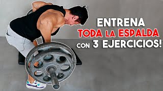 Entrena TODA la ESPALDA EN CASA con barra con 3 ejercicios [upl. by Esinal]