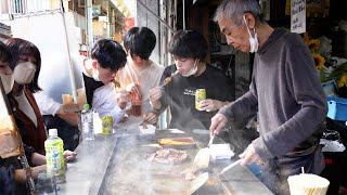 西成 ホルモン やまき  Teppanyaki Grilled Hormon Japanese Street Food  YAMAKI Yakiniku キモ あぶら [upl. by Weatherley]